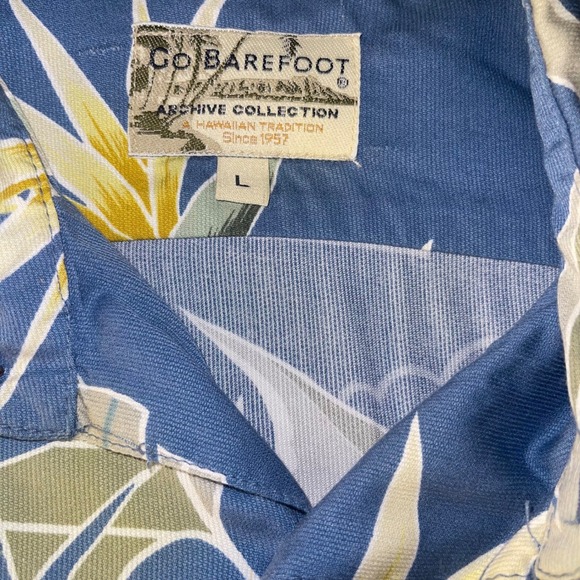 Go Barefoot Hawaiian Shirt Y2K Rayon Floral Tropical Camp Collar Mens L - Picture 4 of 6